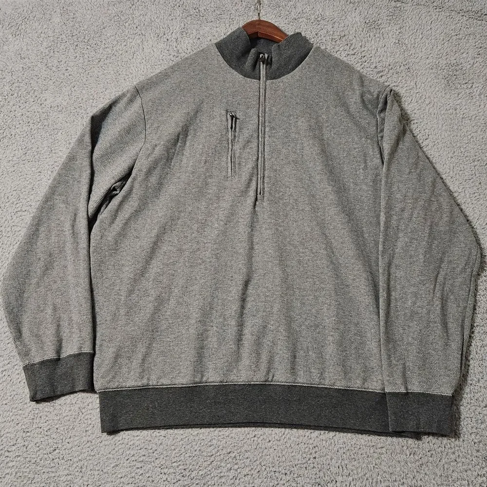 Polo Golf Ralph‎ Lauren Quarter Zip Sweater Cotton Herringbone Pattern Size XL